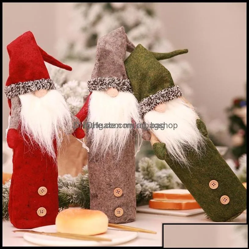 Christmas Decorations Gnomes Wine Bottle Er Handmade Swedish Tomte Santa Claus Toppers Bags Holiday Home Drop Delivery 2021 Garden Fe