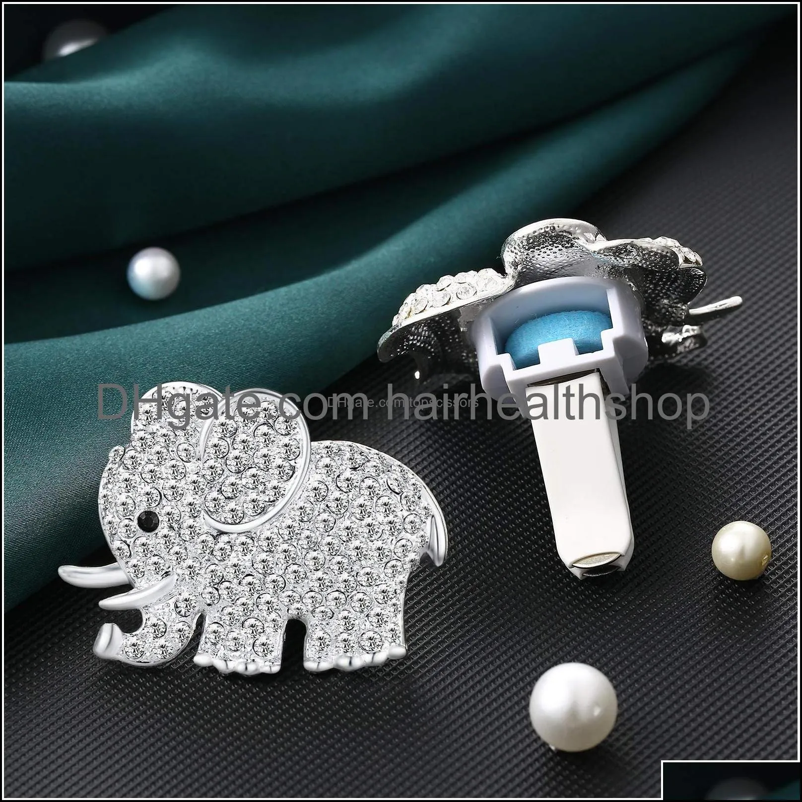 Air Freshener Bling Car Accessories Vent Clips Decoration Crystal Rhinestone Aromatherapy With Aromatic Pads For Interior Elephant Si