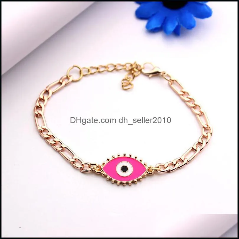 Fashion Jewelry Turkish Symbol Evil Eye Bracelet Figaro Chain Bracelets C3