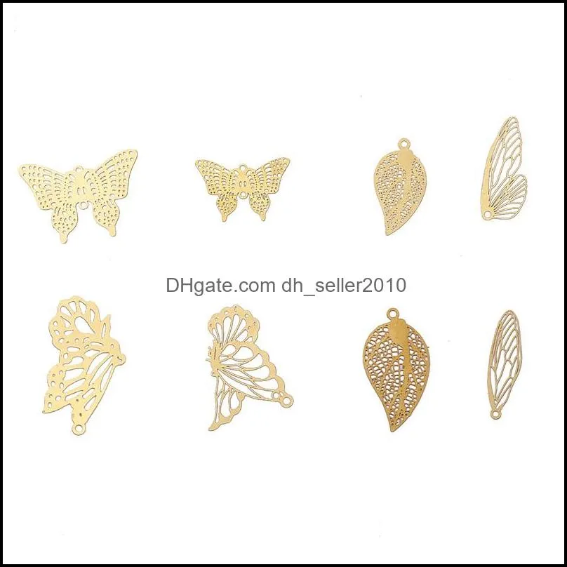 Findings Components Jewelry & Accessories 10pcs / Lot Copper Hollow Butterfly Finding End Beads Cap Filigree Loose Spacer Bead For DIY Making
