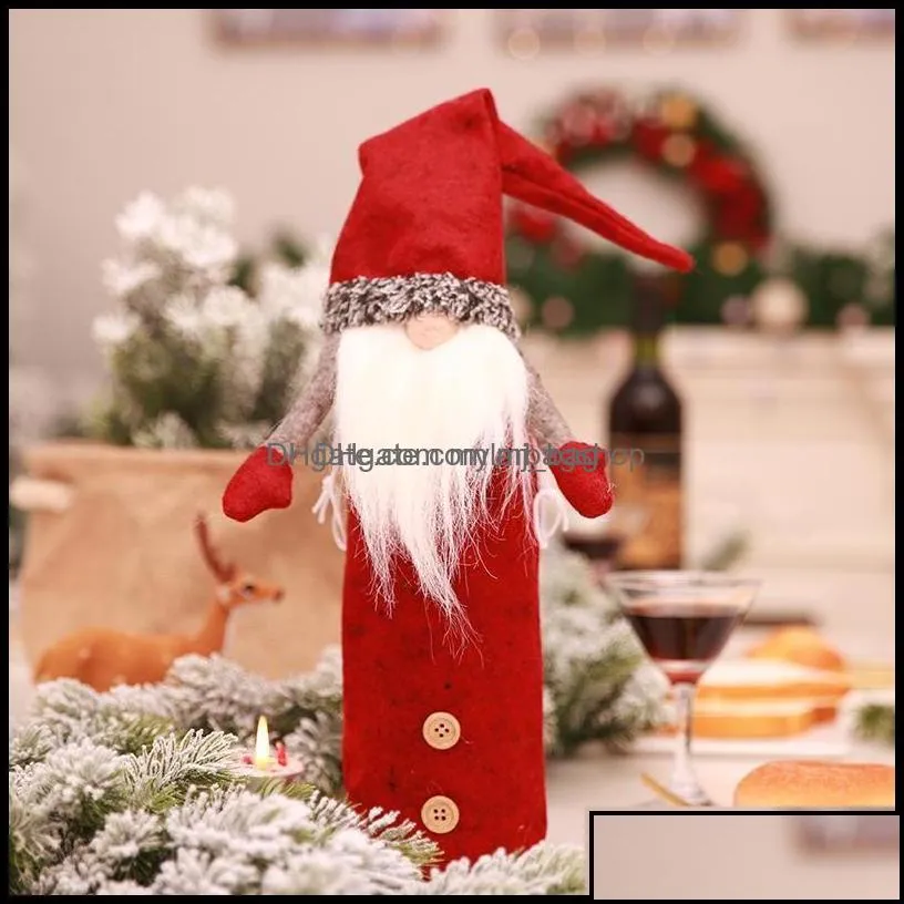 Christmas Decorations Gnomes Wine Bottle Er Handmade Swedish Tomte Santa Claus Toppers Bags Holiday Home Drop Delivery 2021 Garden Fe