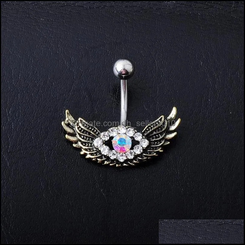 8 colors Mix Colors Wing style navel button ring piercing body jewlery 1.6x11x5/8 belly ring Body Jewelry