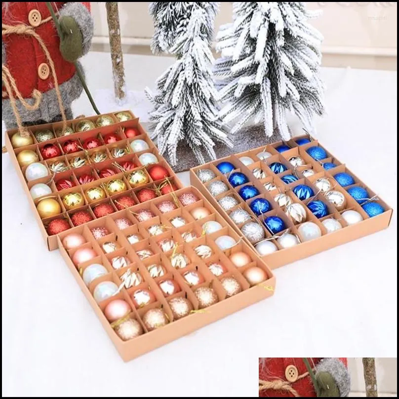 36pcs 3cm christmas tree color ball pendant assorted boxed lanyard xmas decor hanging ornament for festival