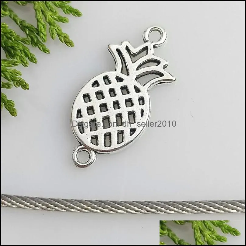 20pcs 13X27mm Silver Color Pineapple Charms Connector Fit Necklaces Pendants Bracelets Making DIY Handmade Jewelry Accessories C3