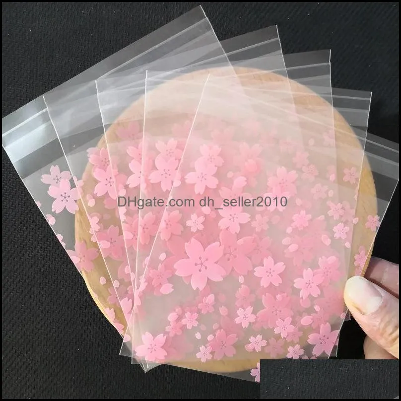 Transparent Flower Print Packaging Bags Self-adhesive Plastic Bag For Jewelry Rings Earrings Necklace Gift Bag C3