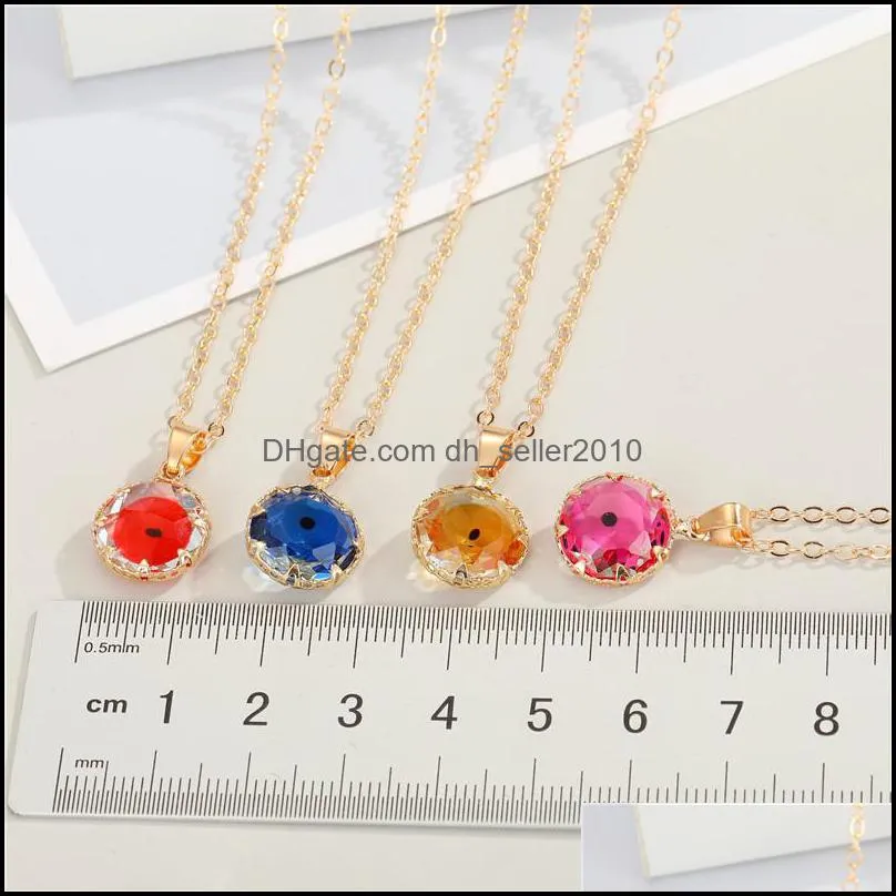 Fashion Jewelry Crystal Glass Evil Pendant Necklace Candy Color Blue Eyes Necklaces