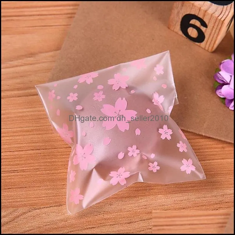 Transparent Flower Print Packaging Bags Self-adhesive Plastic Bag For Jewelry Rings Earrings Necklace Gift Bag C3