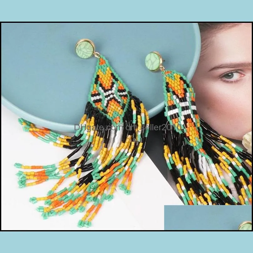 Acrylic Beads Tassel Drop Dangle Earrings Female Bridal Wedding Party Jewelry C3