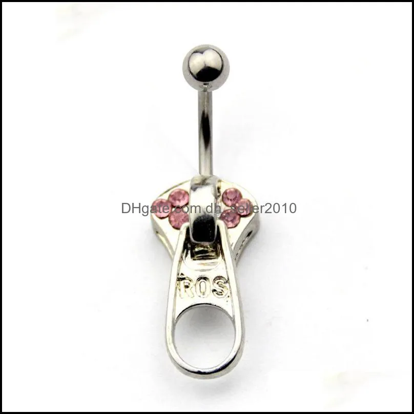 Zipper punk style belly button ring nail body jewelry piercing fashion Navel & Bell Buttons Rings C3