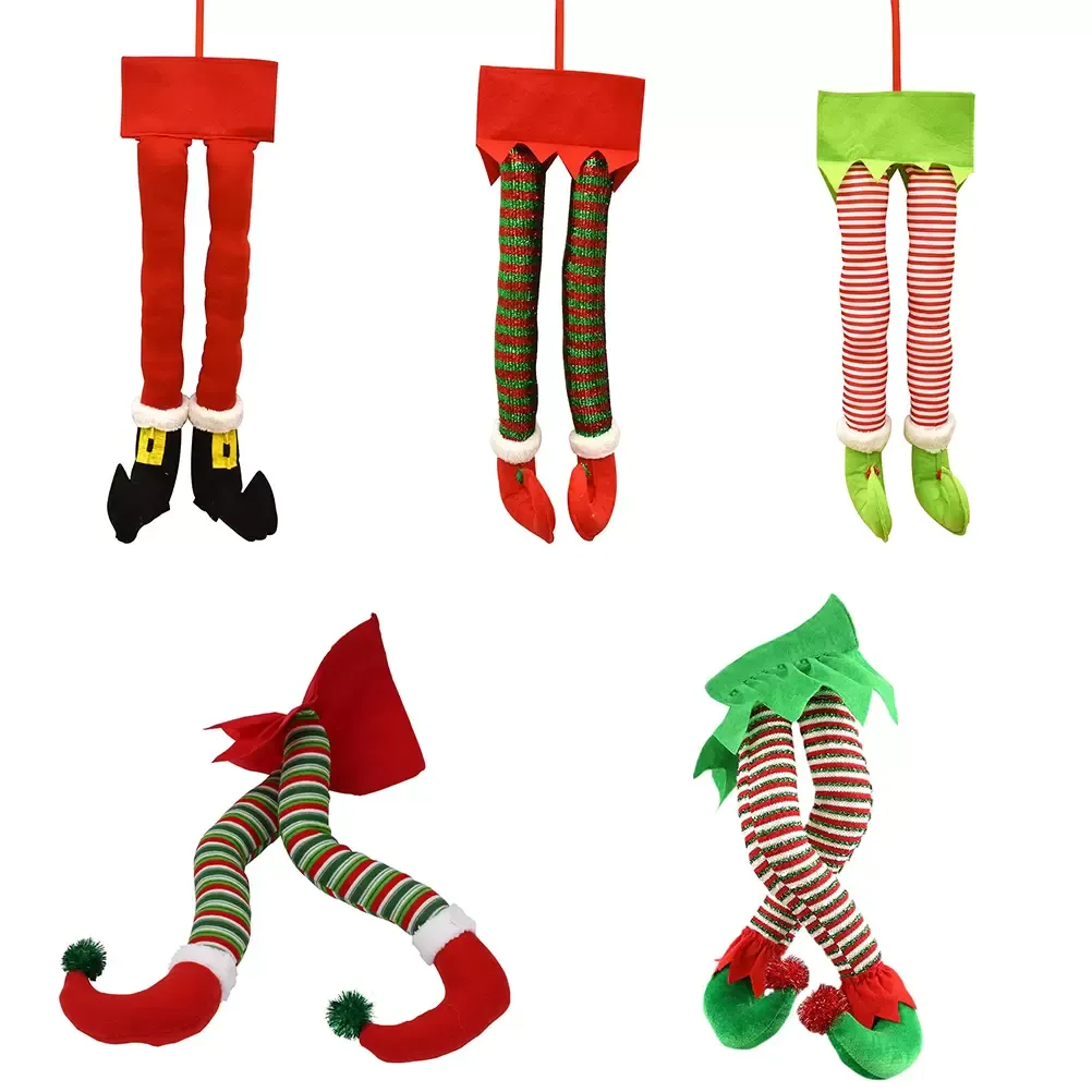 Christmas Santa Elf Legs Plush Stuffed Feet With Shoes Christmas Tree Decorative Ornament Christmas Decoration Home Ornaments sxjun16