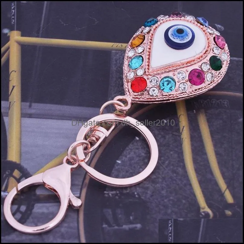 4pcs/Lot Turkey Blue Eye Key Chain For Women Handbag Decoration Keychain For Woman Girls Rhinestone KeyRing Jewelry Accessories C3