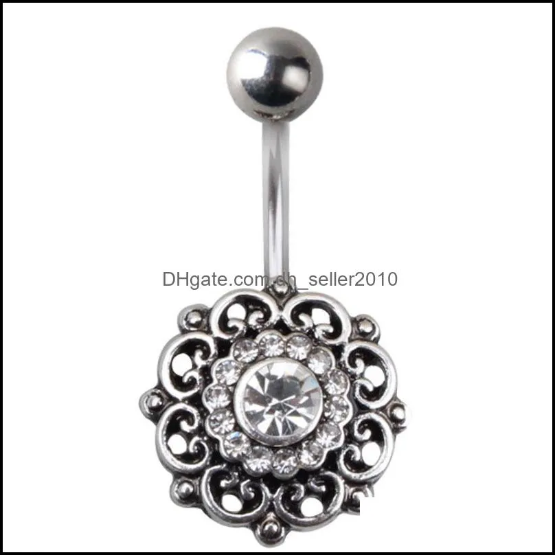 New Belly Rings Elephant Dangle Belly Button Rings Body Piercing Navel Rings Stainless Steel Bars Body Jewelry 667 T2