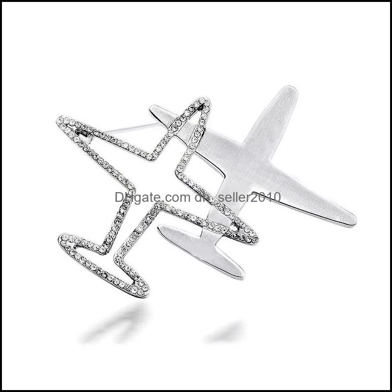 Bling Bling Rhinestone Airplane Brooch Women Crystal Aircraft Brooch Suit Lapel Pin Fashion Jewelry Accessories for Gift Party 94 D3