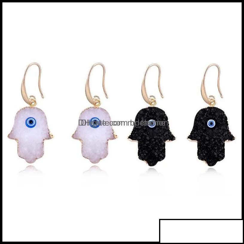 Pendant Necklaces Pendants Jewelry Simple Evil Eye Druzy Drusy Earrings Necklace Women Resin Imitation Natural Sto Dhjng