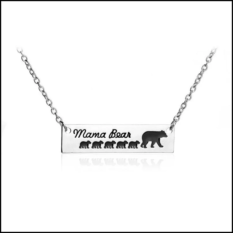 mom bear pendant necklace for women cute silver plating children pet tag chain necklace family mom jewelry gift