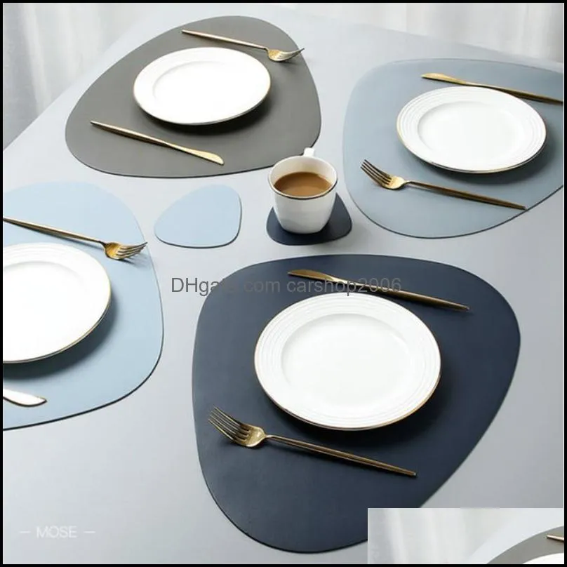 Tableware Pad Placemat Table Mat PU Leather Heat Insulation Non-Slip Western Drink Coasters For Dining