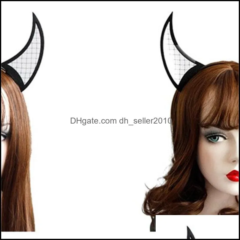 Devil Horn Headband Halloween Bar Dance Women Black Netted Horn Hair Bands Personality Fascinator Hats Supplied C3