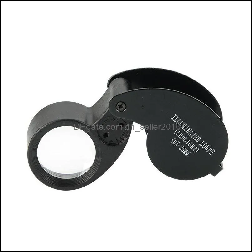 40X Portable Folding Magnifier Loupe Illuminated Magnifier Magnifying Glass Jewelry Coins Stamps Antiques with LED light