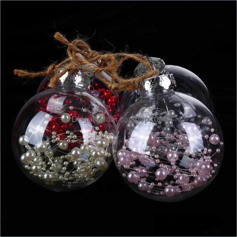 Christmas Ball With Pearl 8cm Glitter Tree Ornaments Hanging Home Decorations-