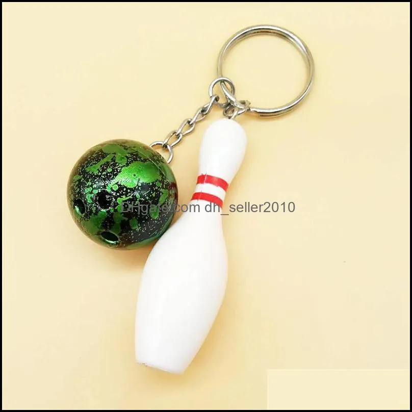 3D Bowling Ball Key Chains Multiple Color Casual Sporty Style Men Women Teenager Key Ring KeyChain