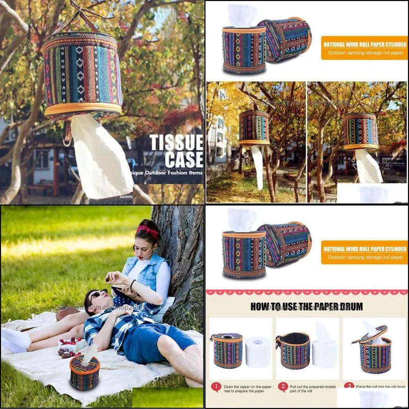 Multifunctional Outdoor Picnic Roll Paper Storage Box Towel Holder Case Hiking Practical Accessaries Supplies