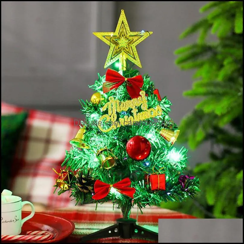 Tabletop Christmas Tree Artificial Mini Xmas Pine With LED String Lights And Ornaments Decorations For Home