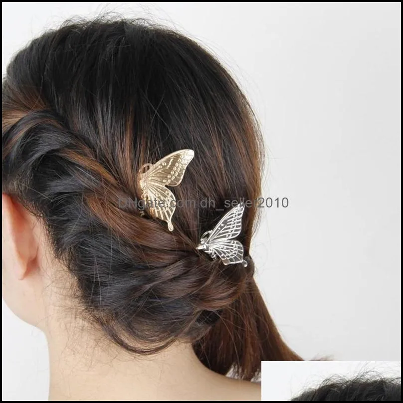 Hair Jewelry Fashion Women Exquisite Brief Gold Silver Plated Alloy Butterfly Wedding Hair Combs C3