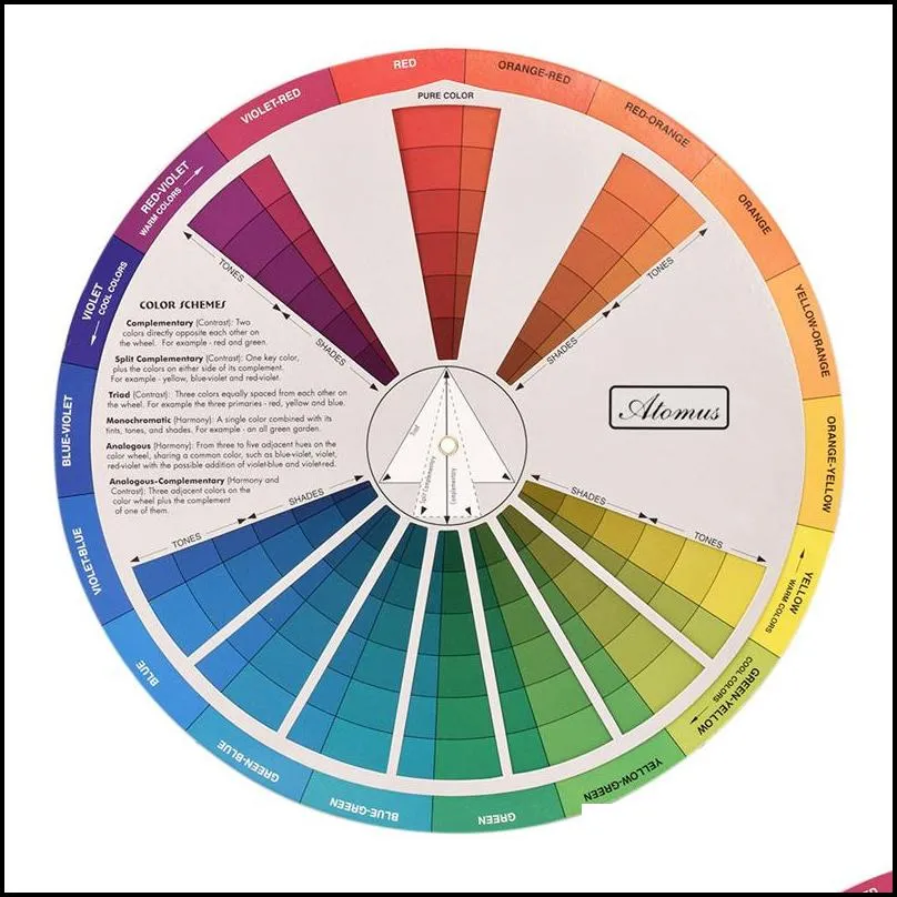 professional paper card design color mixing wheel ink chart guidance round central circle rotates tattoo nail pigment