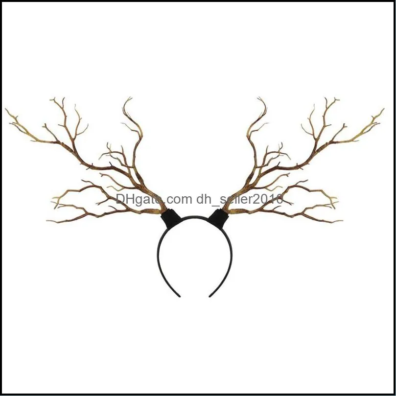 Gothic Antler Butterfly Headdress Deer Horn Tree Branches Headband Jewelry Vintage Wedding Cosplay Halloween Accessories C3