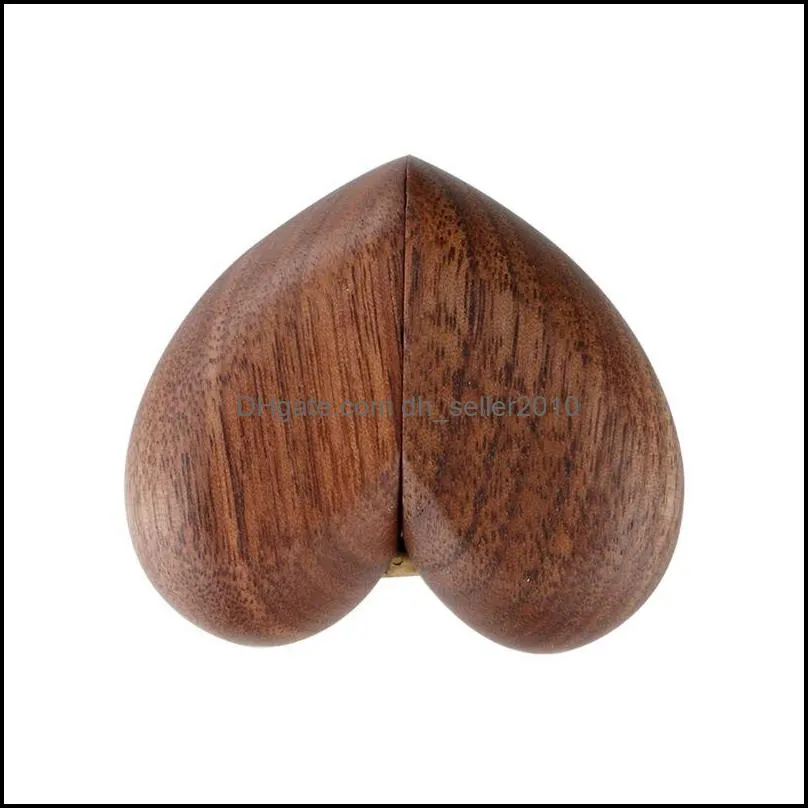 Heart Shaped Walnut Wood Ring Box Velvet Soft Interior Holder Organizer Jewelry Wooden Box for Proposal Engagement C3