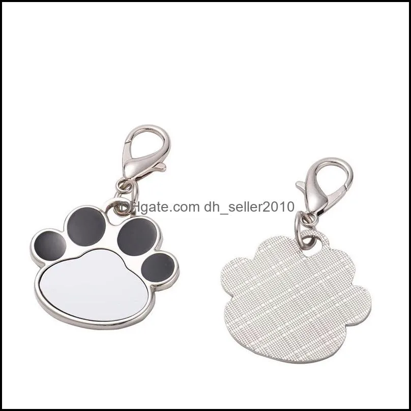 Sublimation Blank Keychain Pendant Creative Cat Paw Shape Keychains Heat Transfer Key Chain DIY Pet Keyring C3