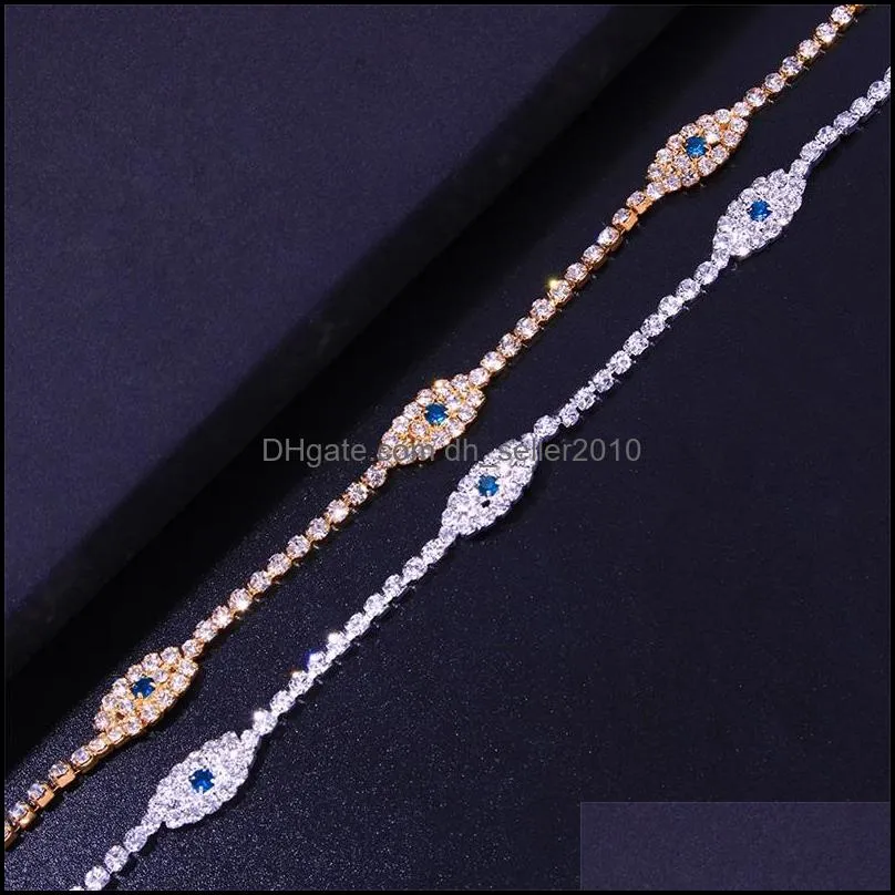 INS Fashion blue Eyes Rhinestone Gold Silver Color Anklets for Women Shining  Chain Anklet Leg Chain Jewelry 81 E3