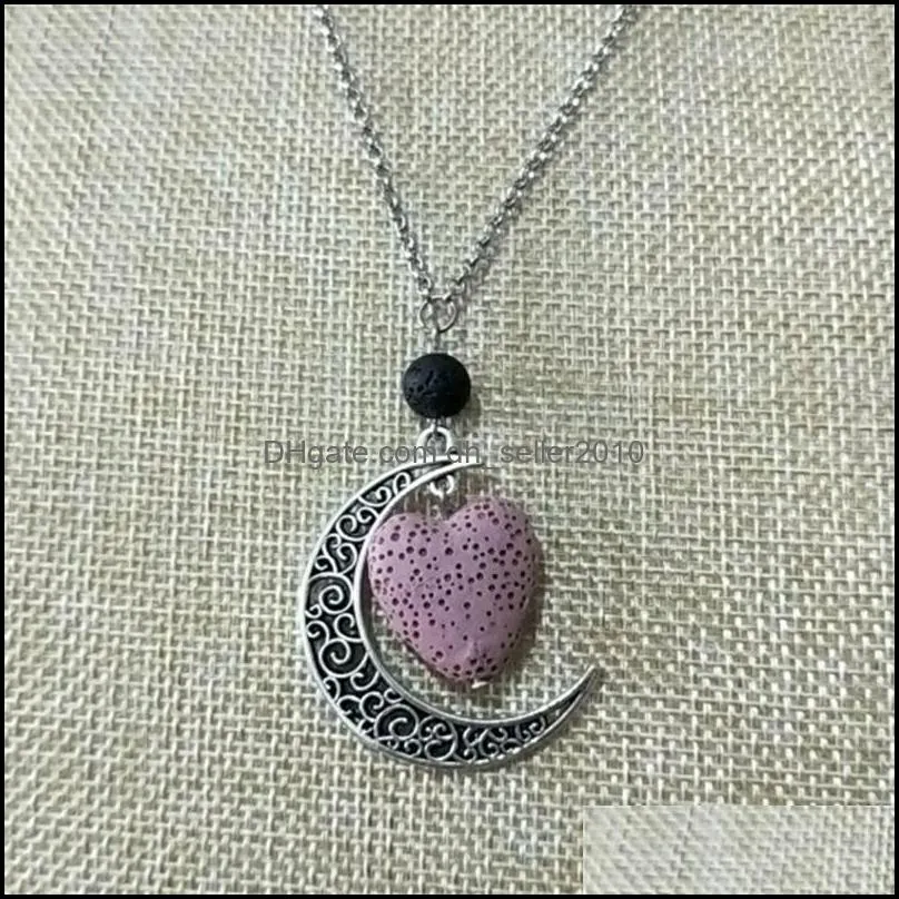 Heart Aroma Essential Oil Diffuser Aromatherapy Jewelry Minimalist Rock Moon 12 Colors Gdoqf Pendant Necklaces 1Vark 699 T2