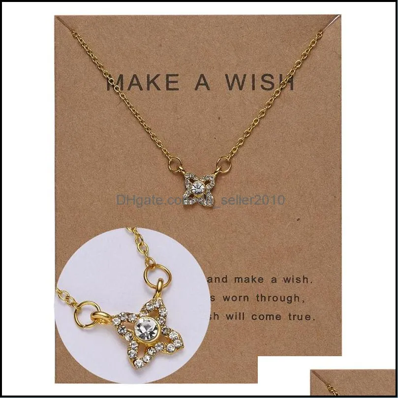 Popular Star Sky Paper Card Dogeared Necklace Series A Variety Of Diamond Pendant Clavicle Chain Women`s Personality Jewelry Wholesale