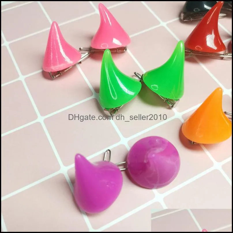 Halloween Devil Horns Hairpin Neon Colors Angle Harajuku Cute Exaggerated Hair Clip Bobby Pins C3