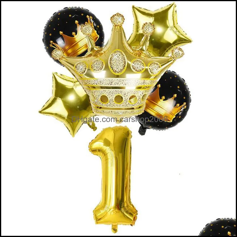 32inch Gold Foil Number Balloon Digit Air Ballon Baby Shower Kids Birthday Festival Wedding Anniversary Crown Decor