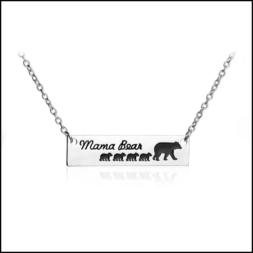mom bear pendant necklace for women cute silver plating children pet tag chain necklace family mom jewelry gift