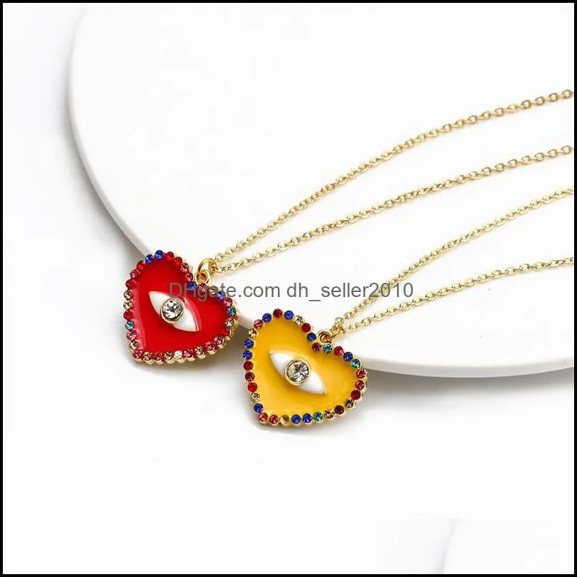 Fashion Jewelry Turkish Symbol Colorful Love Heart Evil Eye Pendant Necklace Blue Eyes Punk Necklaces