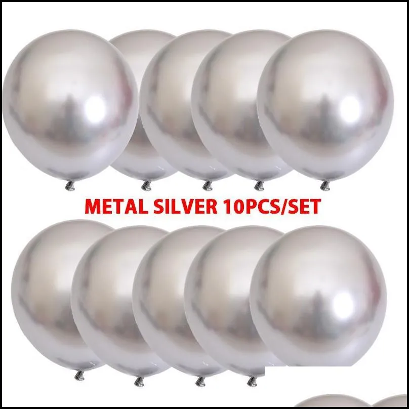 10pcs/set chrome balloon 12 inch 2.8g metal latex metallic color gold decorations