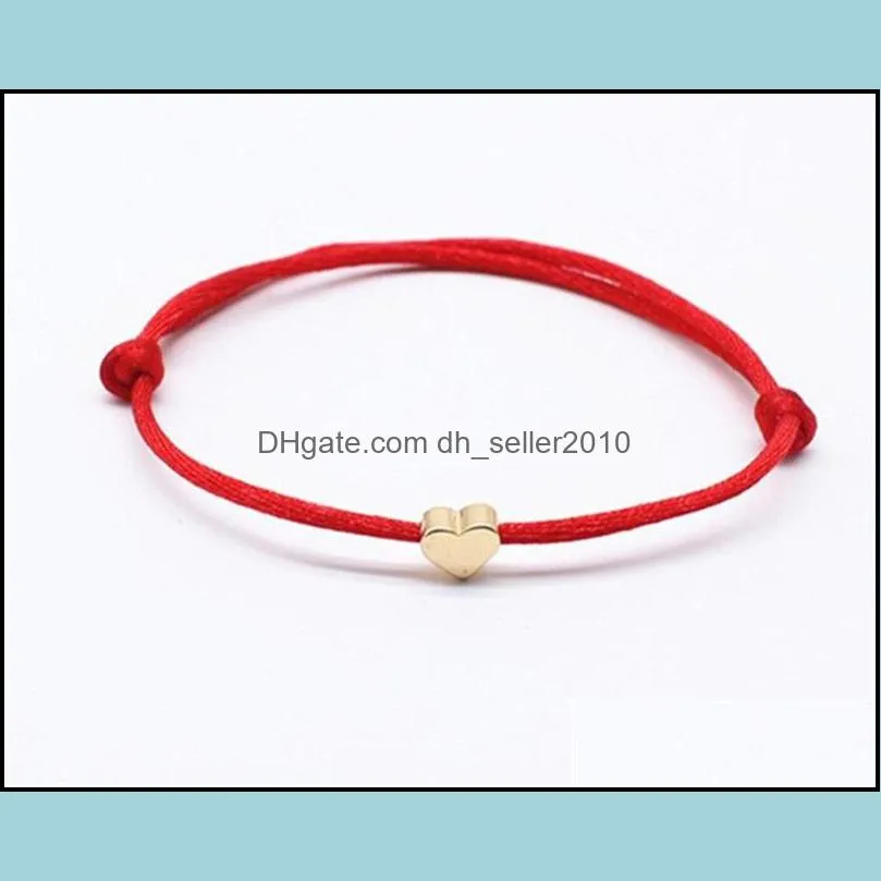 Handmade Heart Crown Charm Bracelet Lucky Red String Wax Rope Bracelets Friendship Jewelry C3