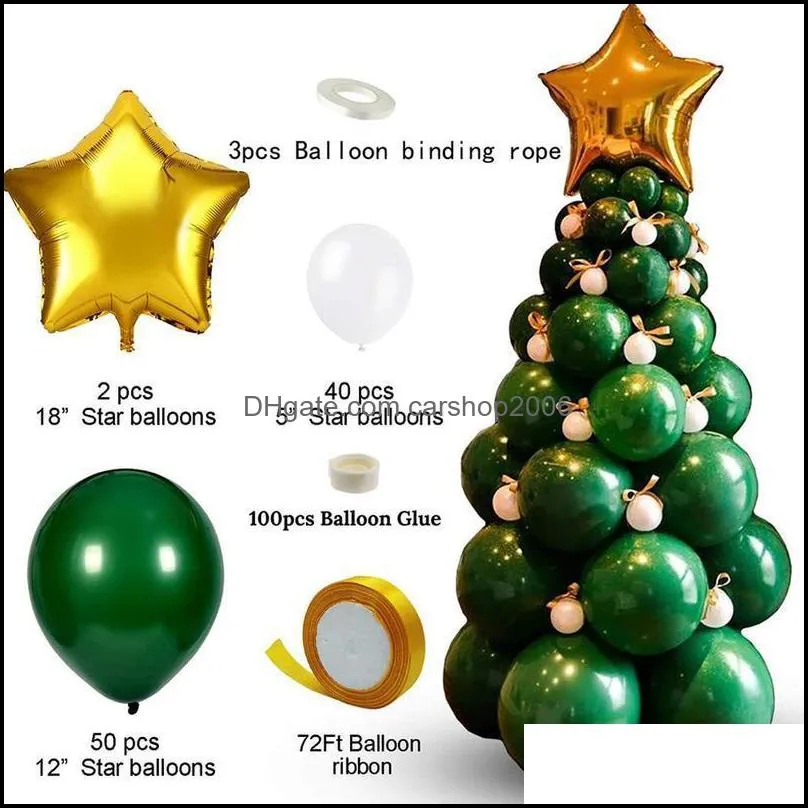 Christmas Balloons Tree Latex Green Balloon Garland Pillar For Home Xmas Navidad Year 2022 Decor