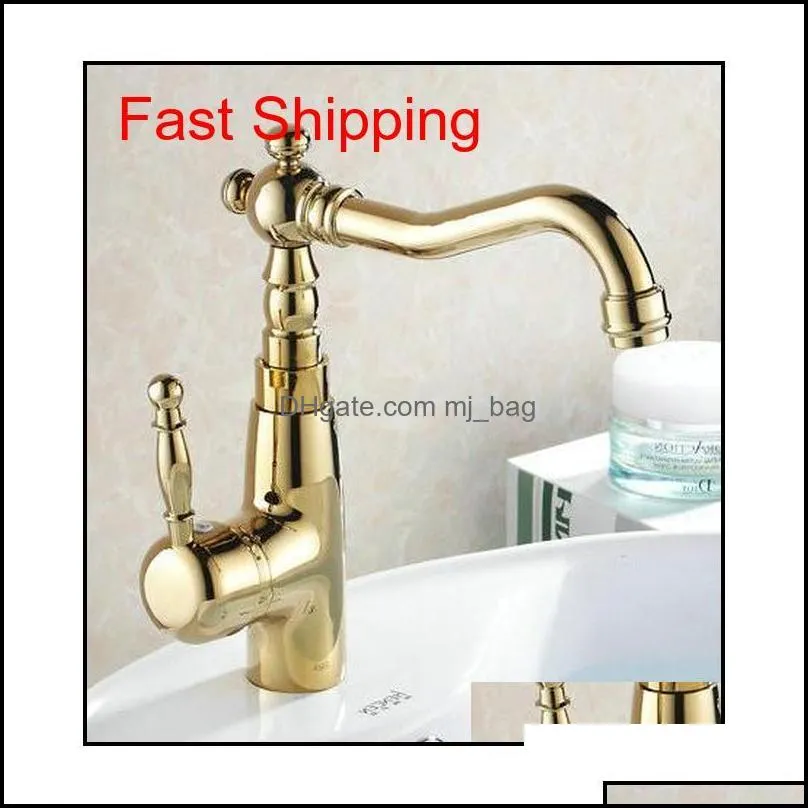 Wholesale- Auswind Antique Brass Gold Faucet Kitchen Swivel Faucets Bathroom Faucet Si qyllSk bdesports