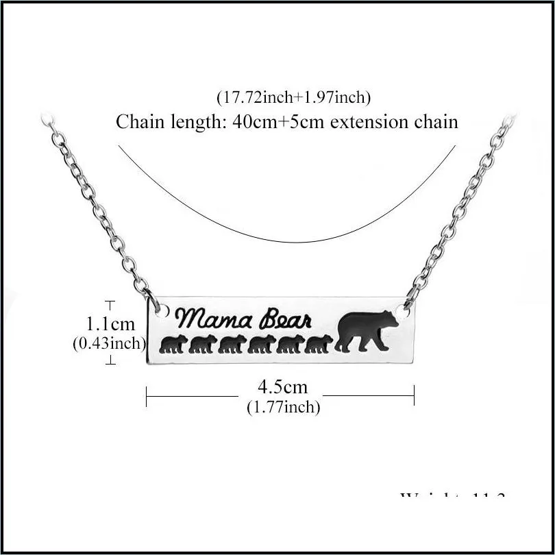 mom bear pendant necklace for women cute silver plating children pet tag chain necklace family mom jewelry gift