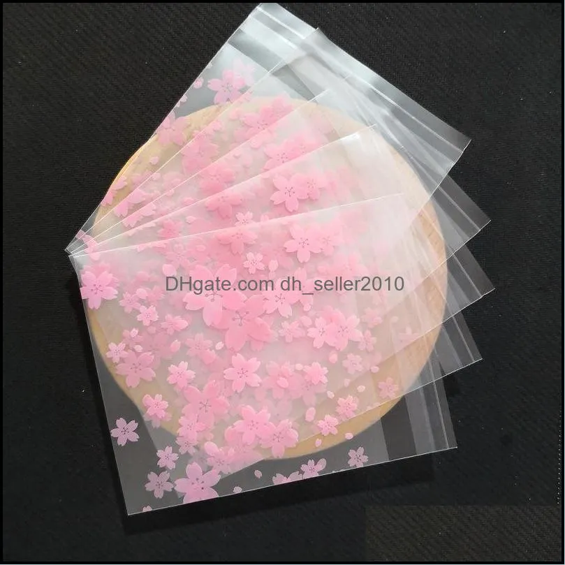 Transparent Flower Print Packaging Bags Self-adhesive Plastic Bag For Jewelry Rings Earrings Necklace Gift Bag C3