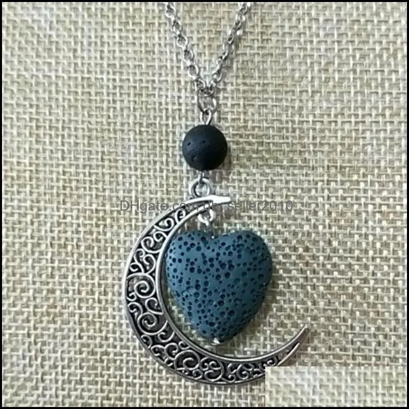 Heart Aroma Essential Oil Diffuser Aromatherapy Jewelry Minimalist Rock Moon 12 Colors Gdoqf Pendant Necklaces 1Vark 699 T2