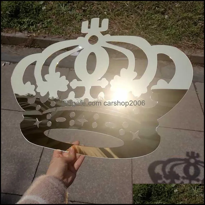 Personalized Gold Silver Mirror Acrylic Prince Princess Crown Room Wall Hanging Sign Wedding BabyShower GiftParty