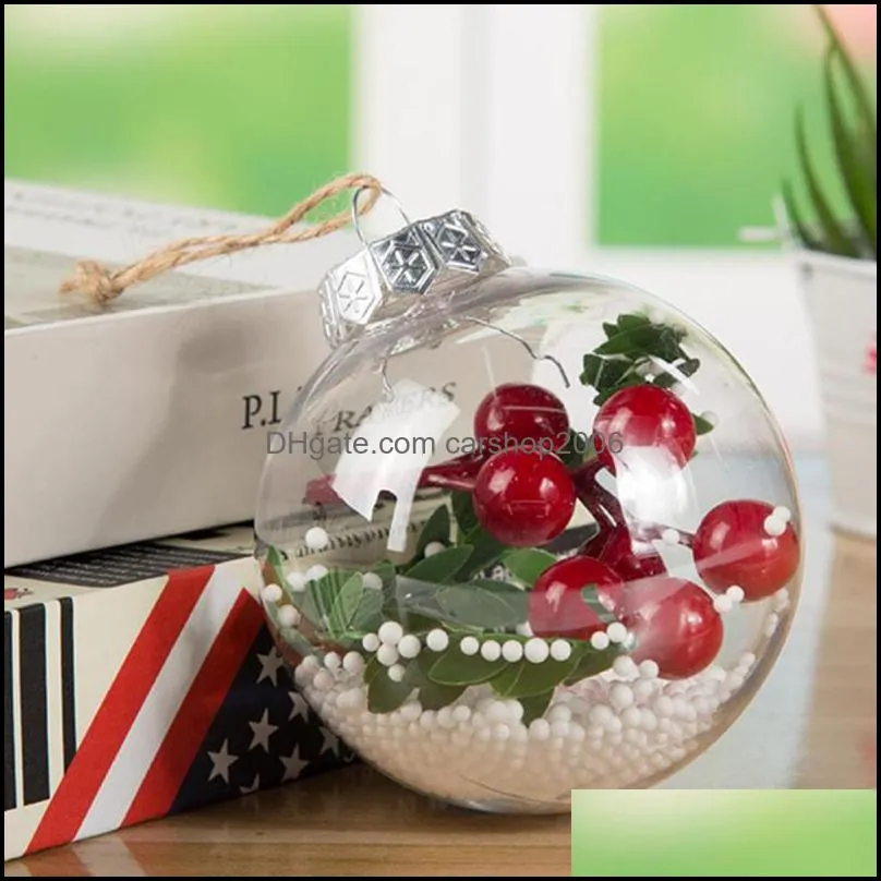 Transparent Plastic Hollow Ball Hanging Pendant Christmas Tree Ornament Bubble Snow Scene DIY