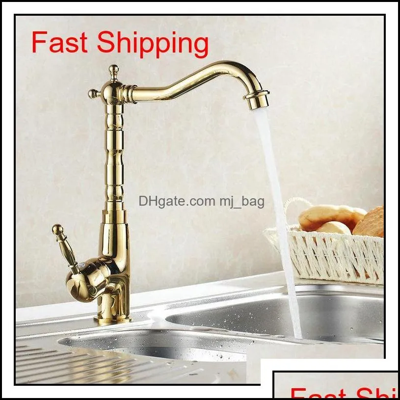 Wholesale- Auswind Antique Brass Gold Faucet Kitchen Swivel Faucets Bathroom Faucet Si qyllSk bdesports