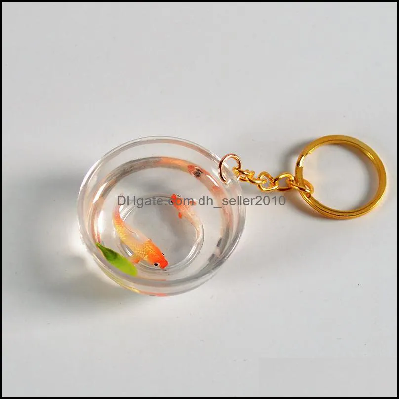 Creative Lucky Koi Keychain Fish Tank Goldfish Bag Pendant Fashion Ornaments for Friends Tourist Memorial Jewelry Gifts C3