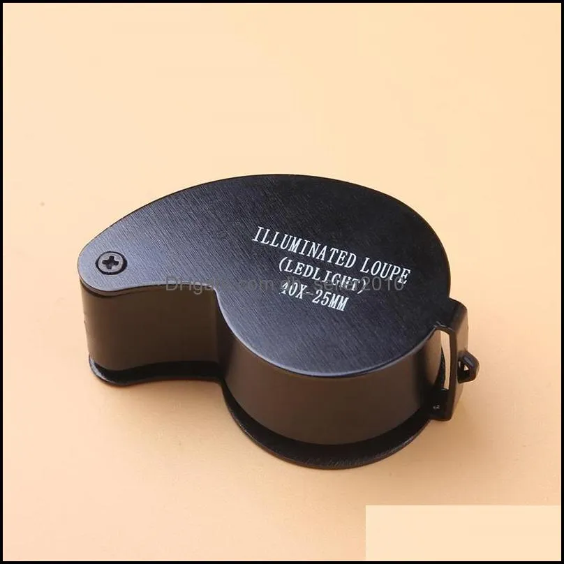 40X Portable Folding Magnifier Loupe Illuminated Magnifier Magnifying Glass Jewelry Coins Stamps Antiques with LED light
